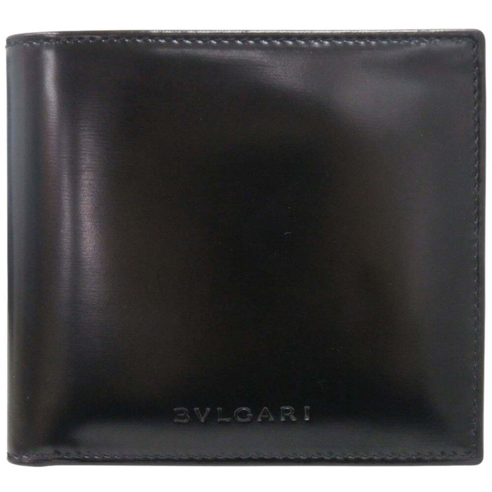 BVLGARI Classico Smooth Leather Black Bi-fold Wallet, Black, 0596 (Men's)